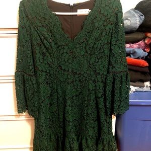 Eliza J  green lace bell sleeve dress